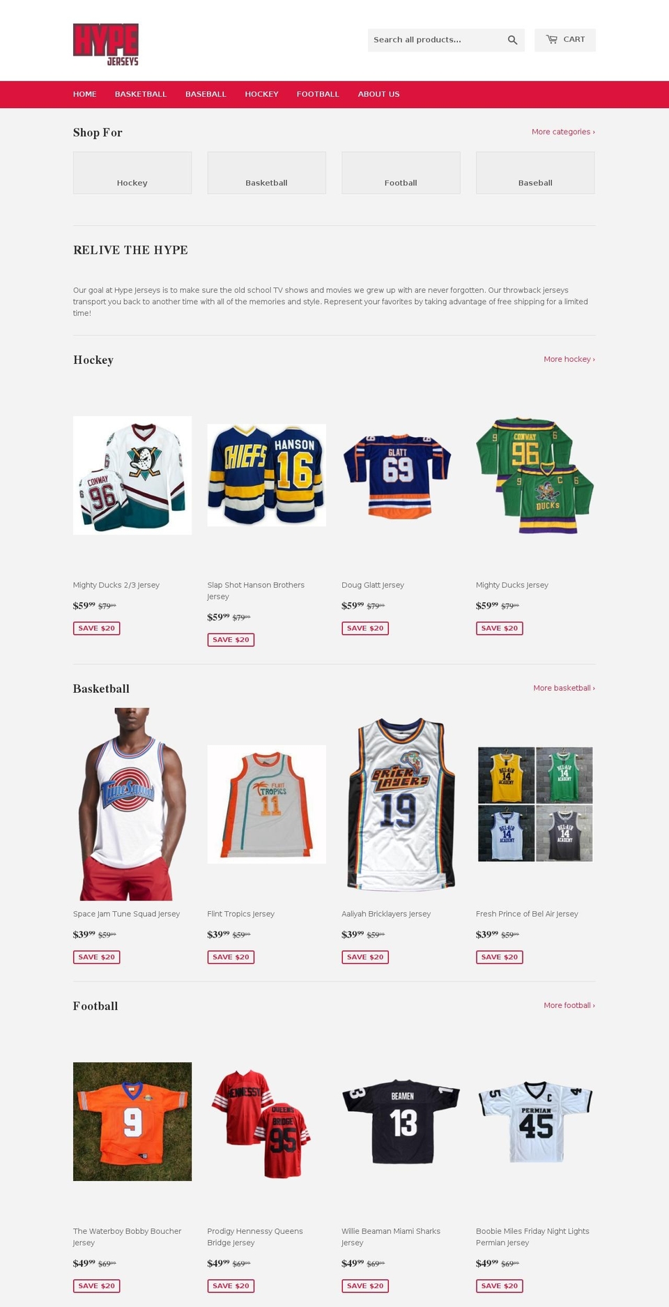 hypejerseys.com — Shopify storefront screenshot
