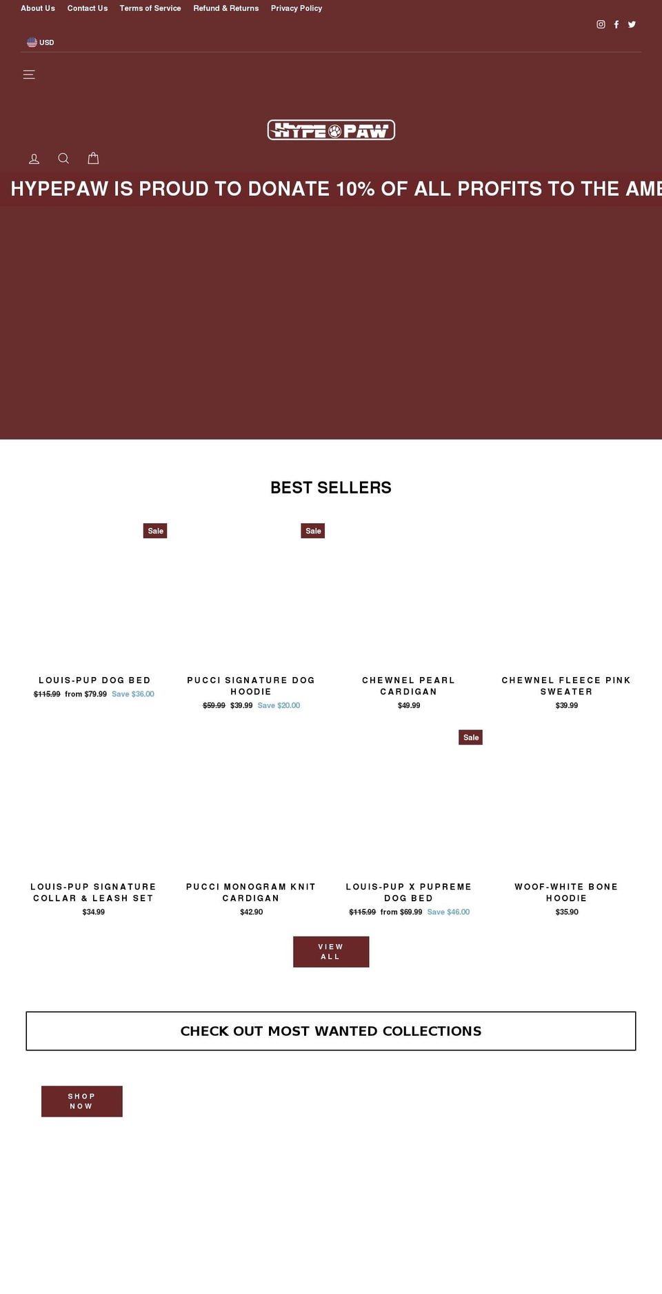 hypepaw.com shopify website screenshot