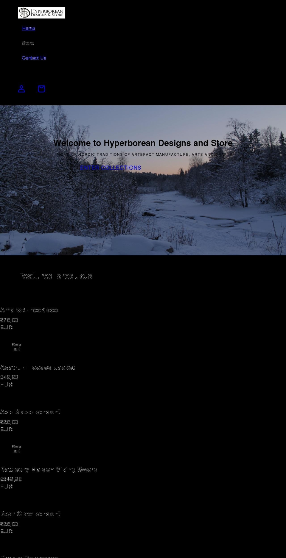 hyperborea.fi shopify website screenshot