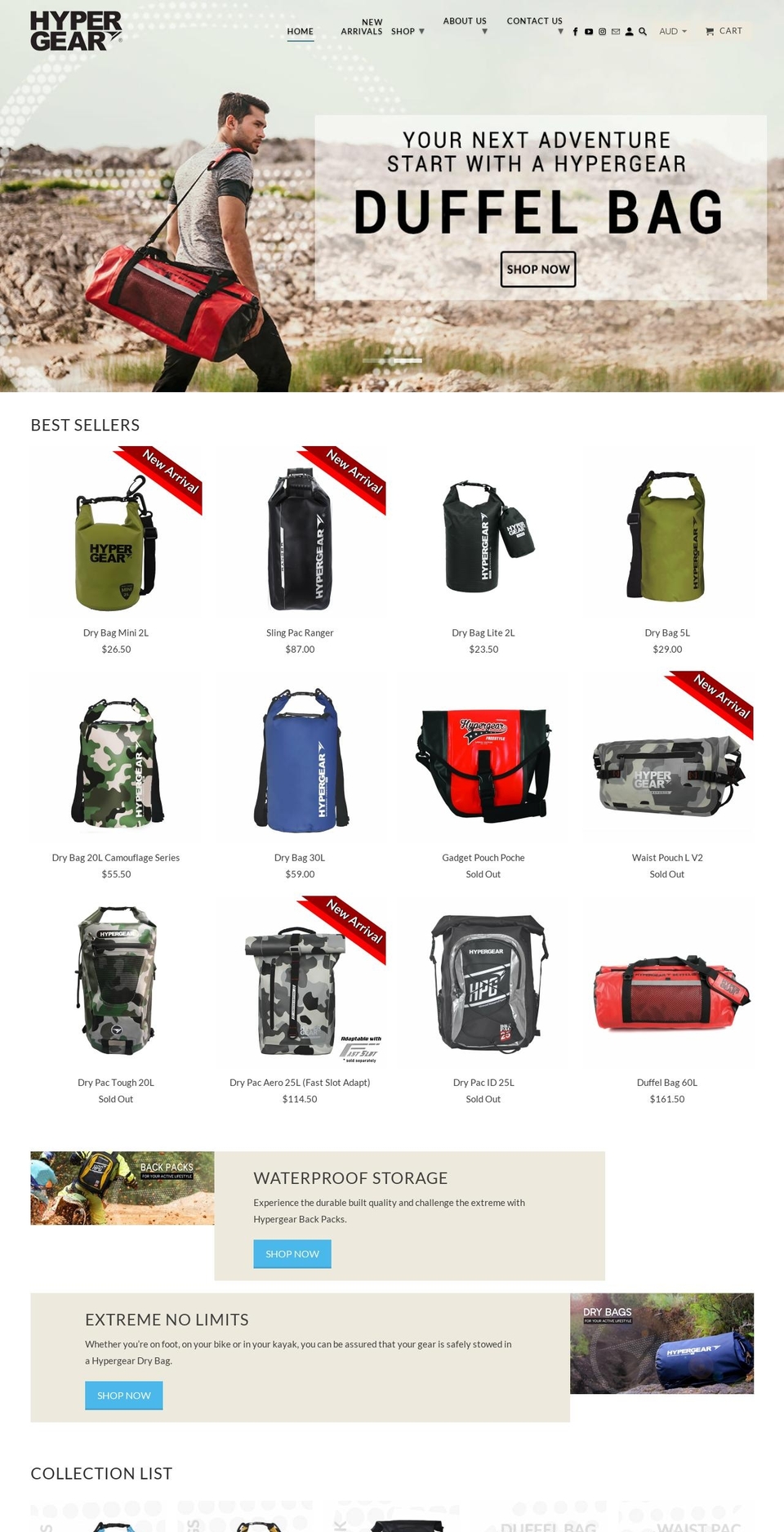 hypergear.com.au shopify website screenshot