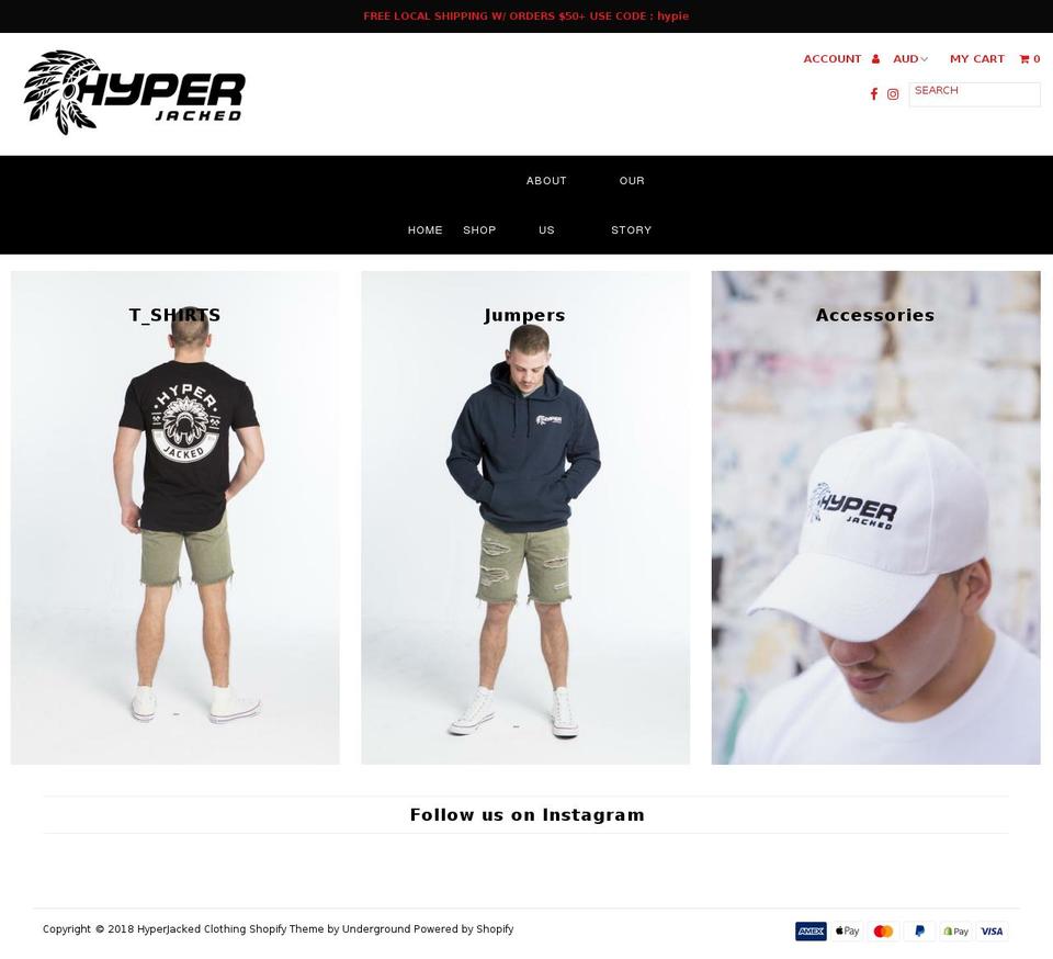 hyperjacked.com.au shopify website screenshot