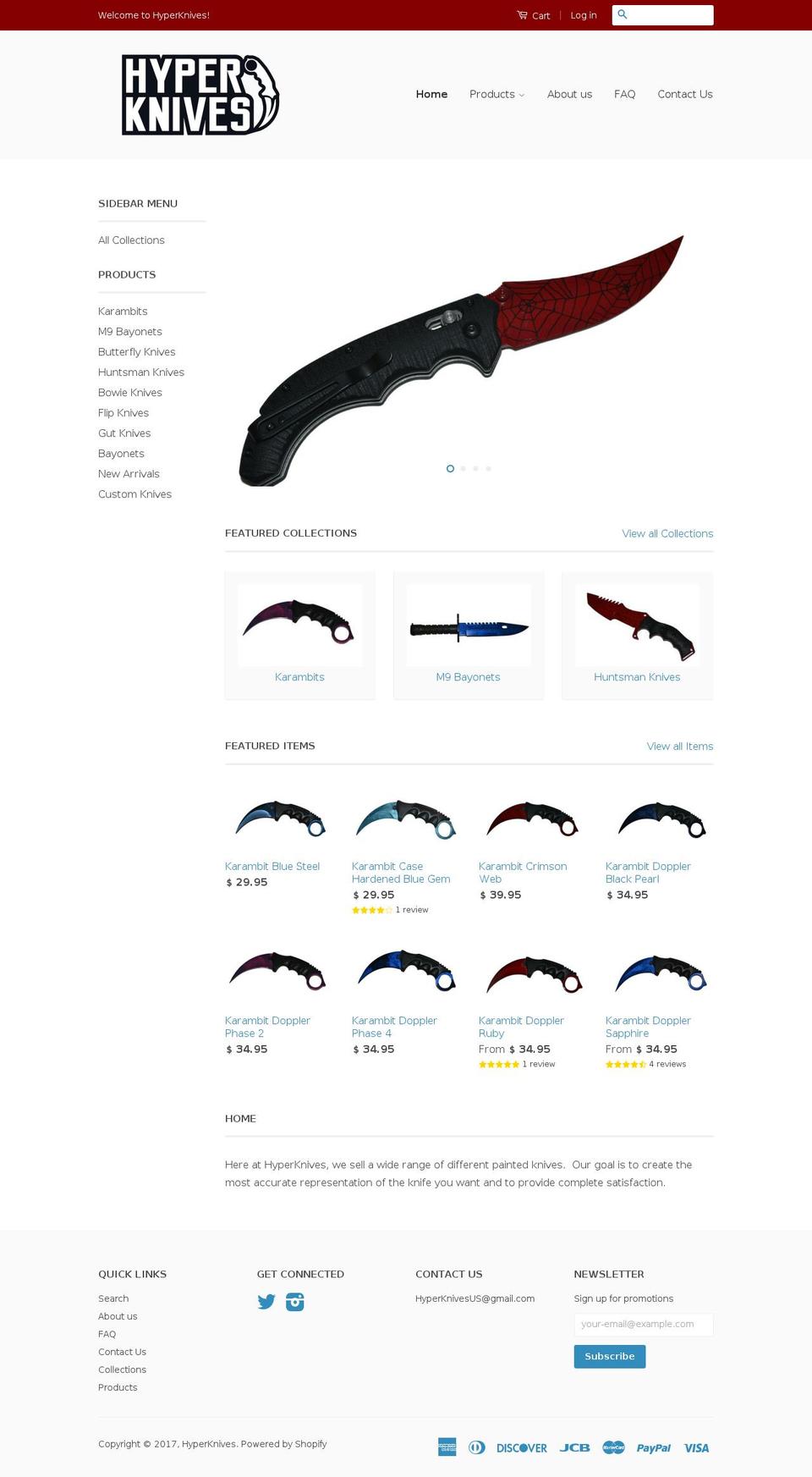 hyperknives.com shopify website screenshot
