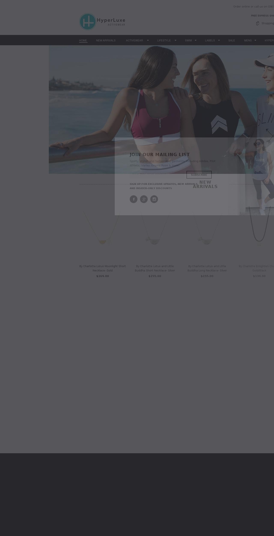 hyperluxeactivewear.com.au shopify website screenshot