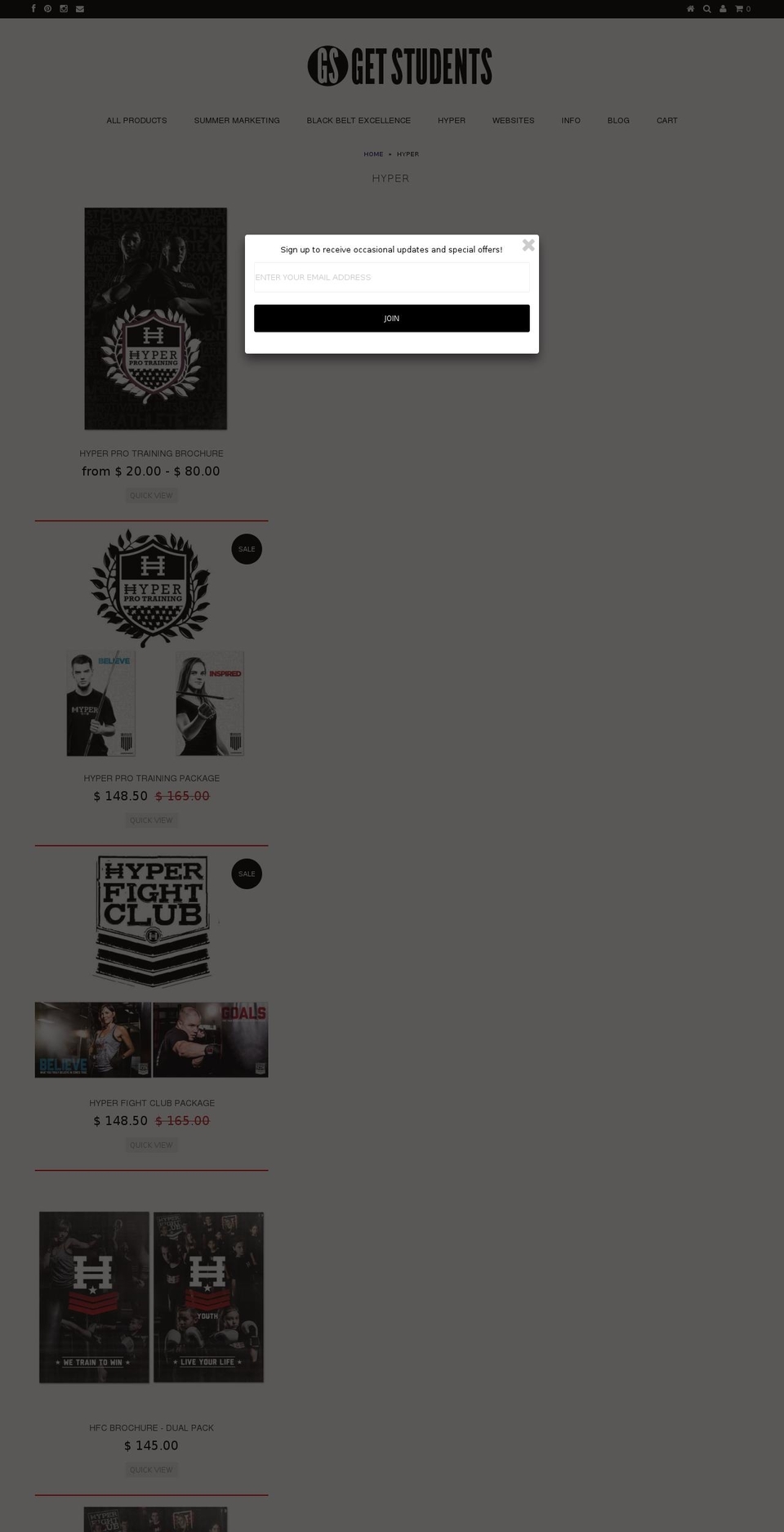 hypermartialartsshop.com shopify website screenshot