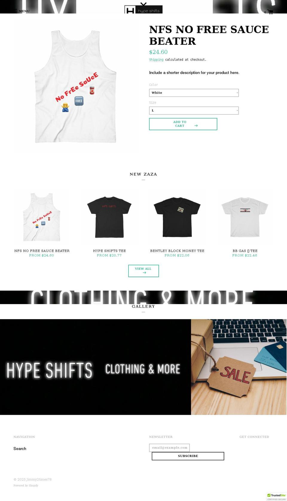 hypeshifts.com shopify website screenshot
