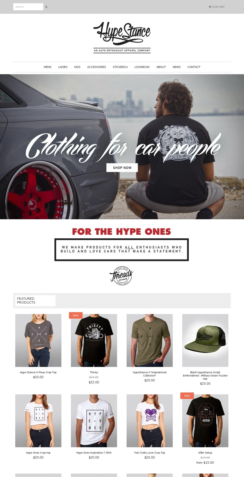 hypestance.com shopify website screenshot