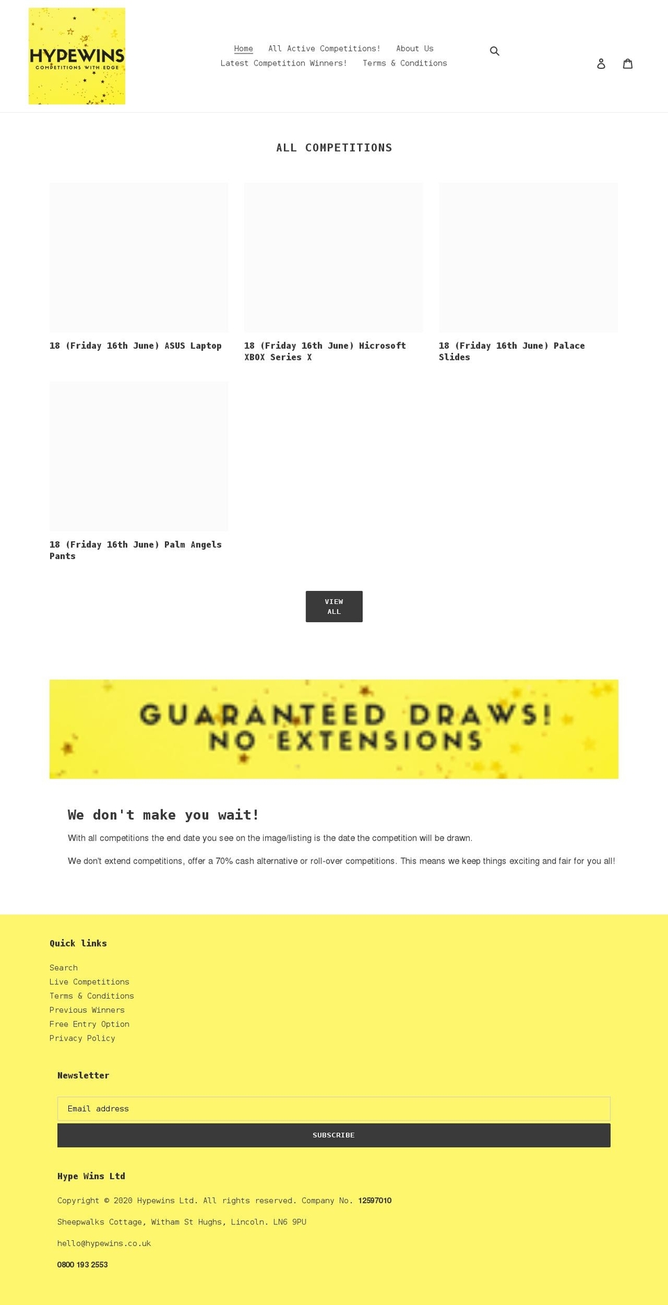 hypewins.co.uk shopify website screenshot