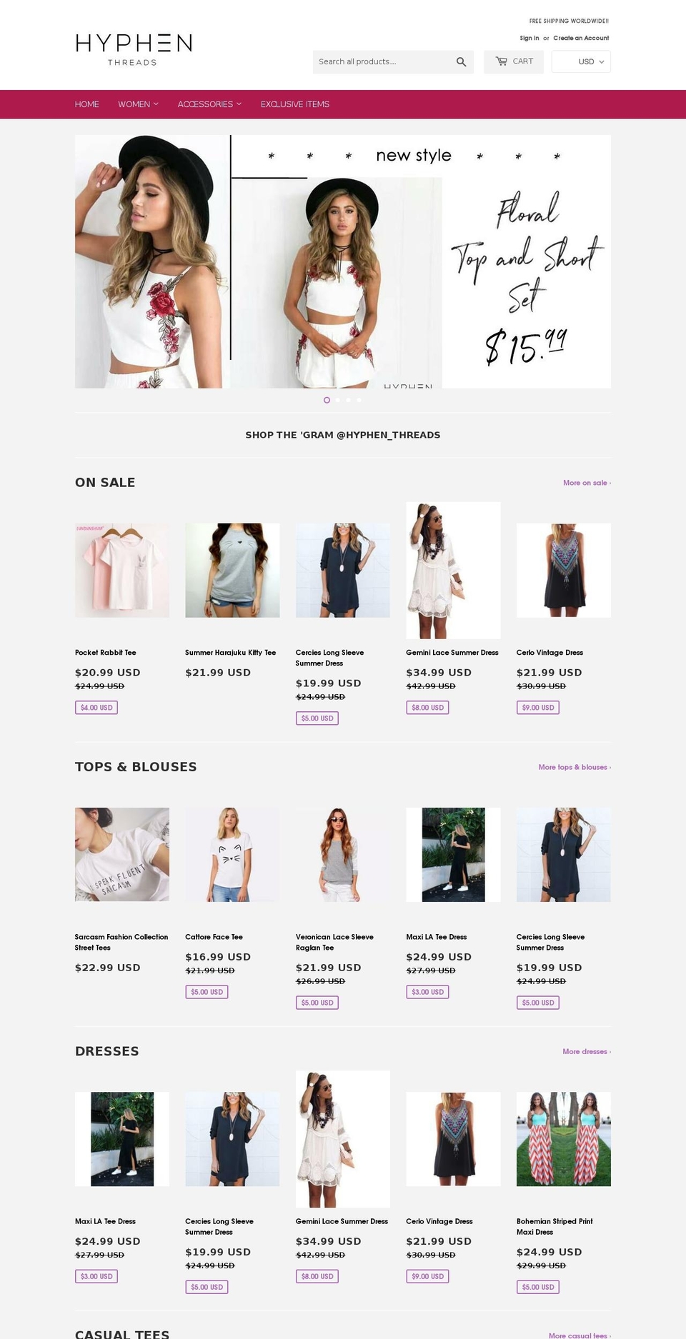 hyphenthreads.com — Shopify storefront screenshot