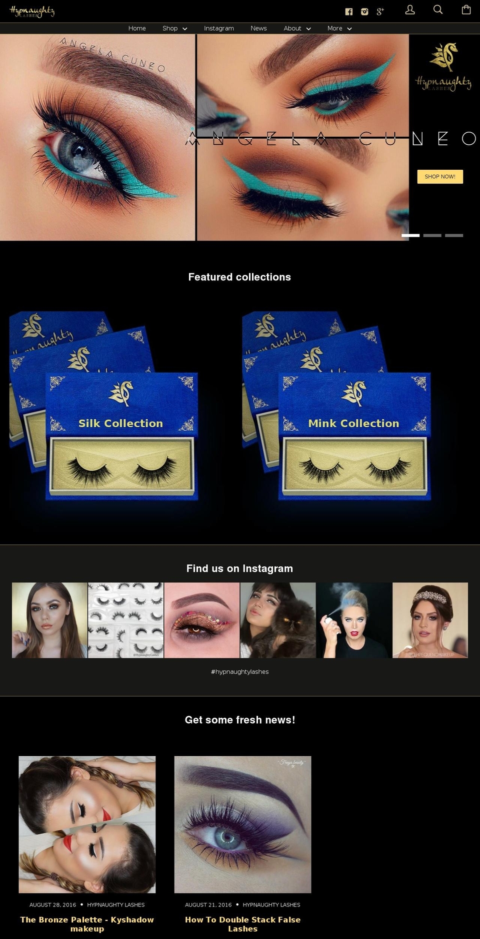 hypnaughtylashes.com shopify website screenshot