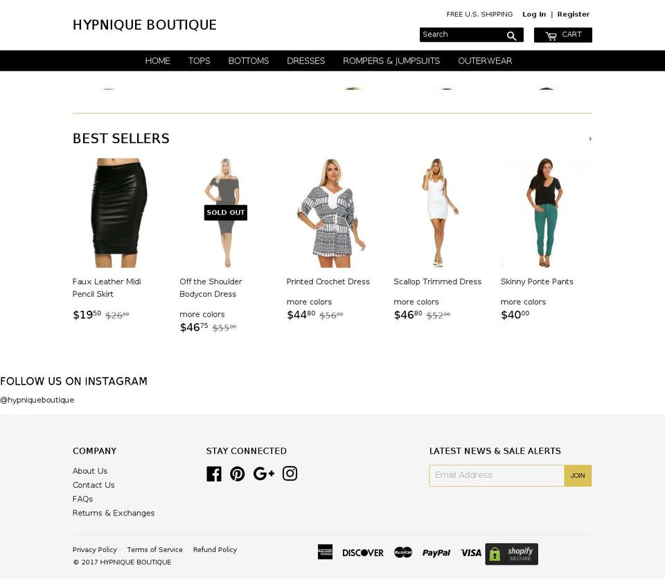 hypniqueboutique.com shopify website screenshot