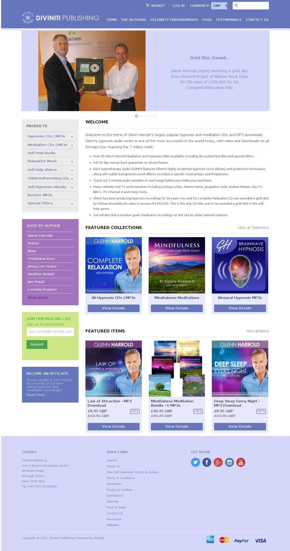 hypnosisaudio.com shopify website screenshot