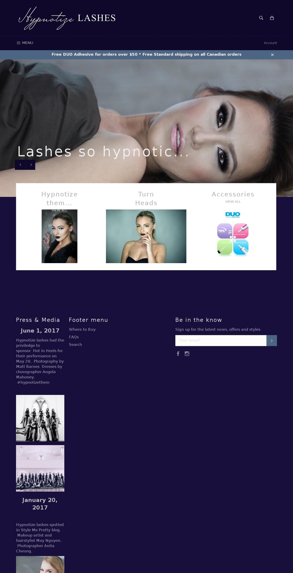 hypnotizelashes.com shopify website screenshot