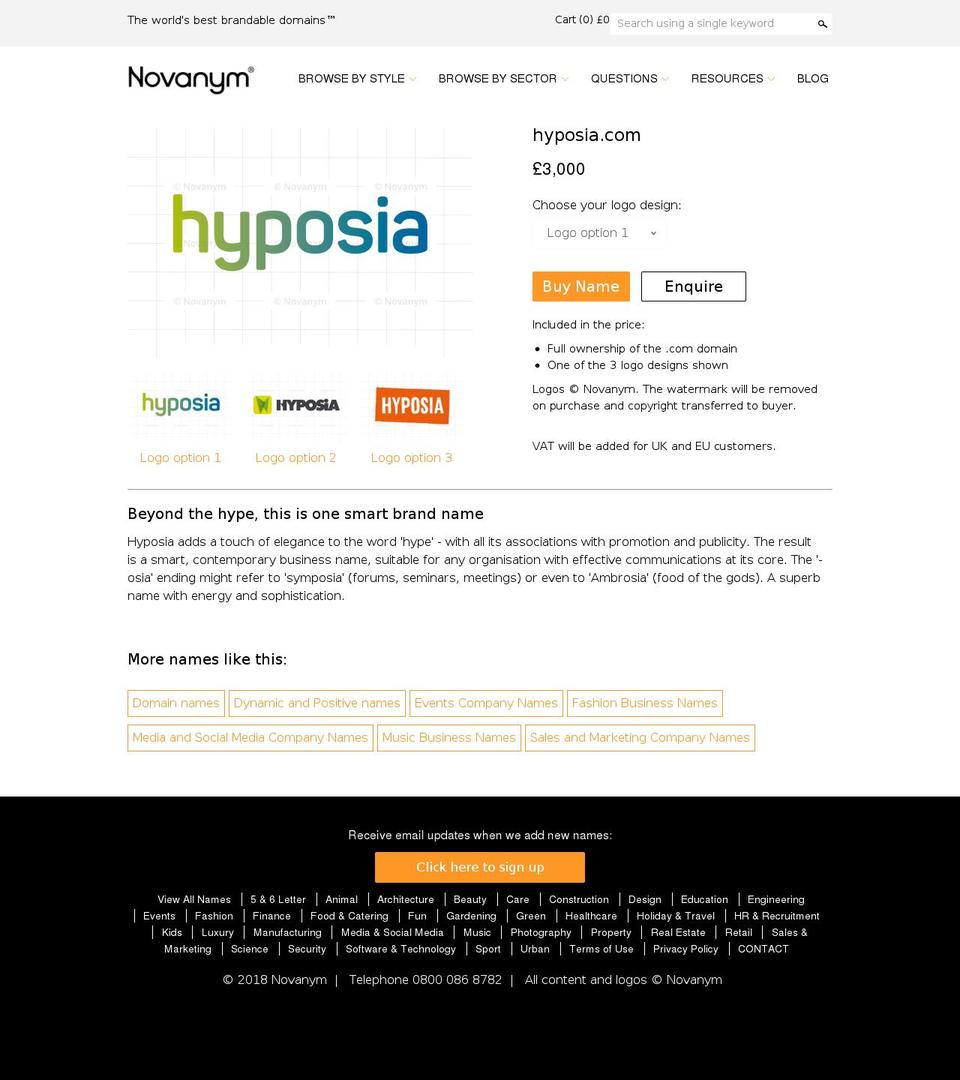 hyposia.com — Shopify storefront screenshot