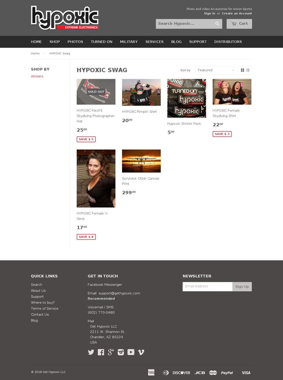 hypoxicclothing.com shopify website screenshot