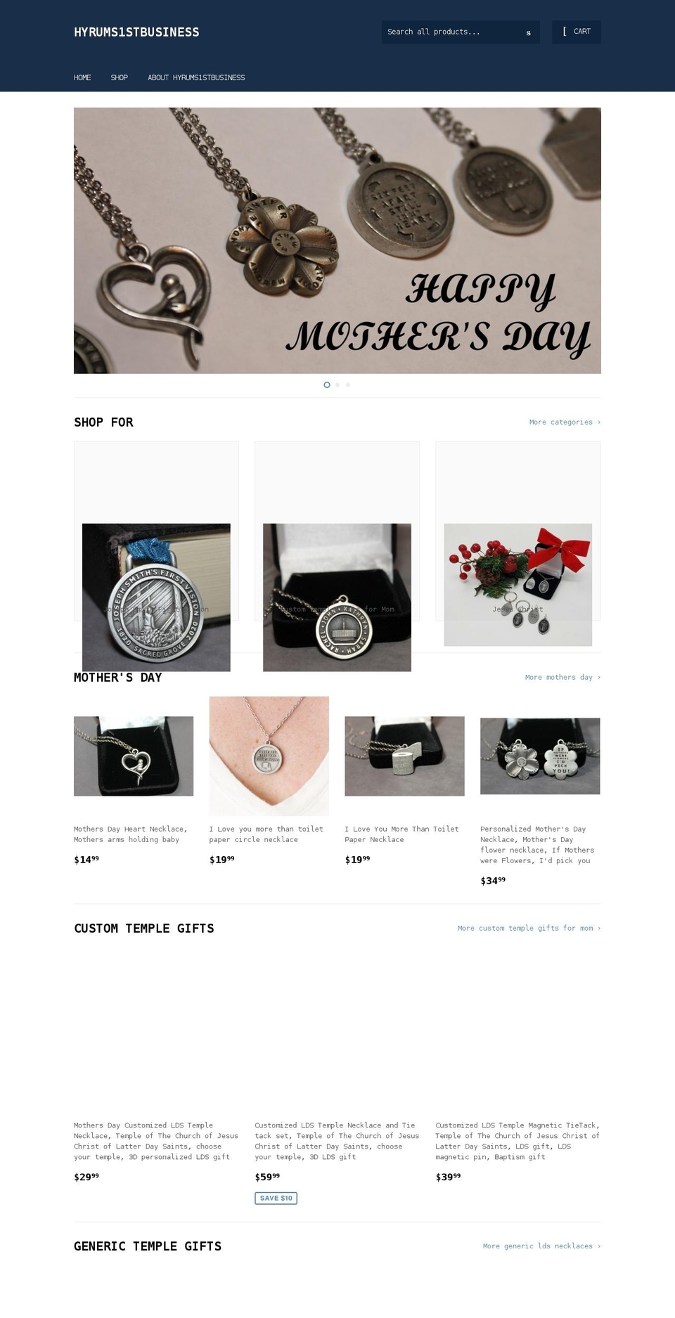hyrums1stbusiness.com shopify website screenshot