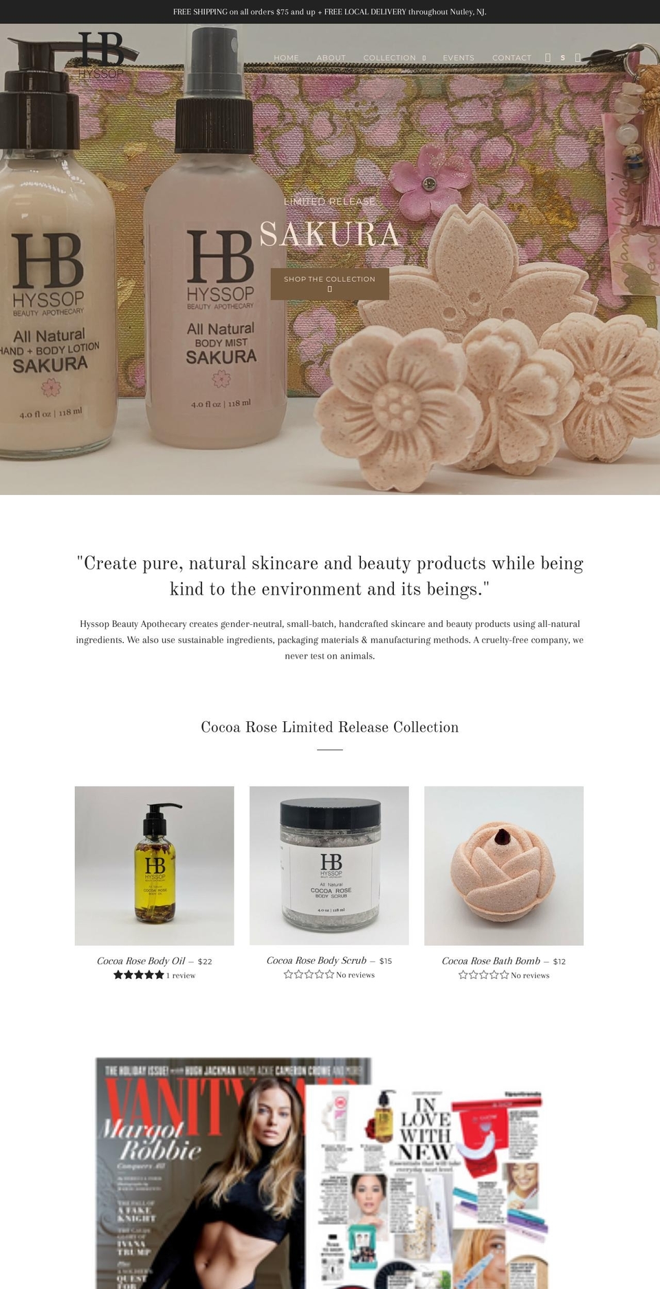 hyssopbeauty.com — Shopify storefront screenshot