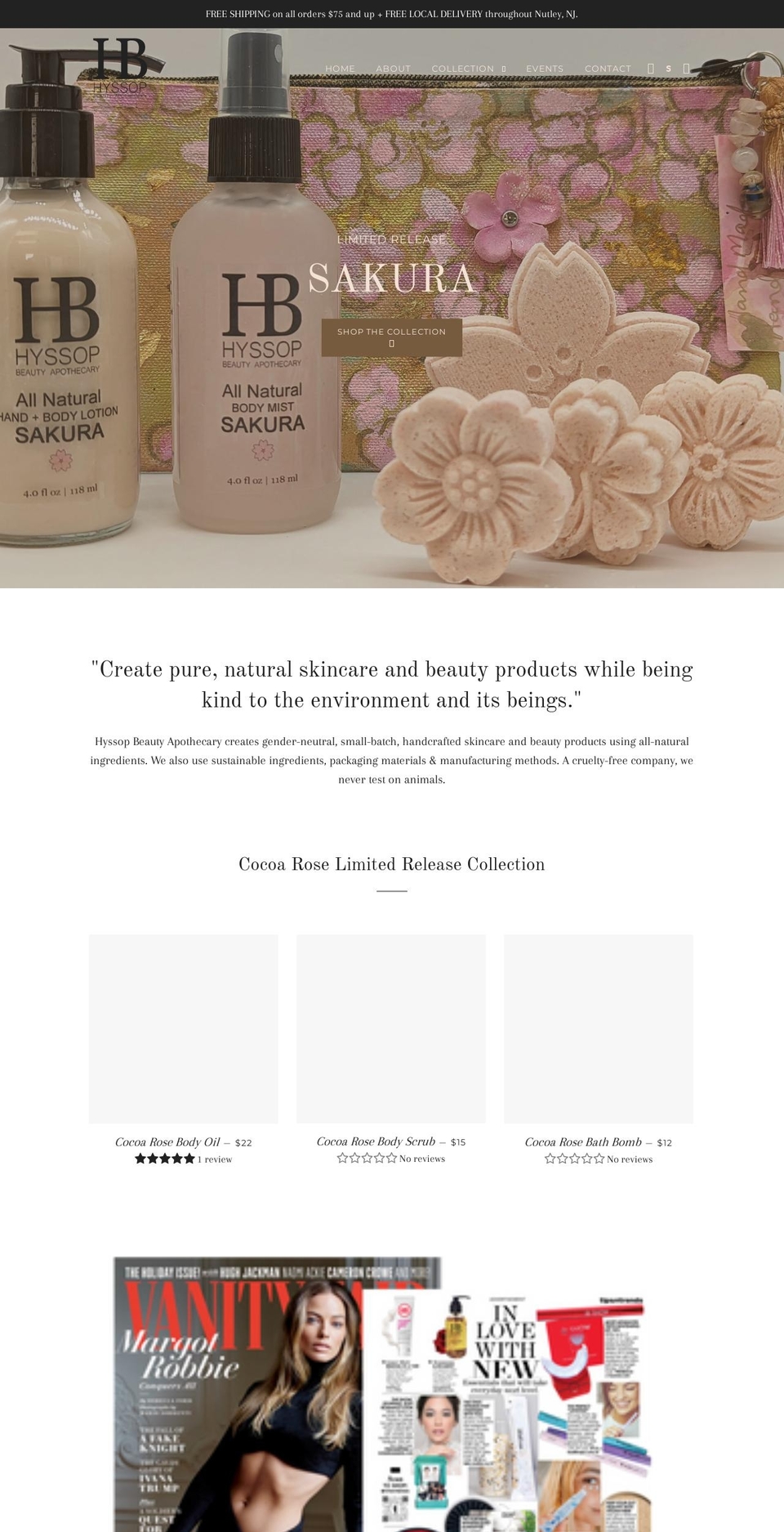 hyssopbeautyapothecary.com — Shopify storefront screenshot