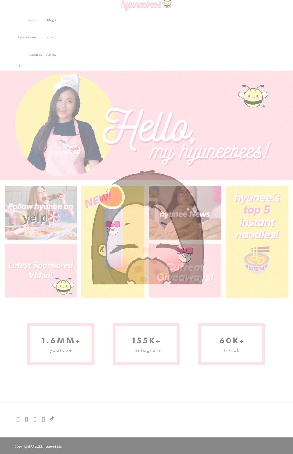 hyuneebees.com shopify website screenshot
