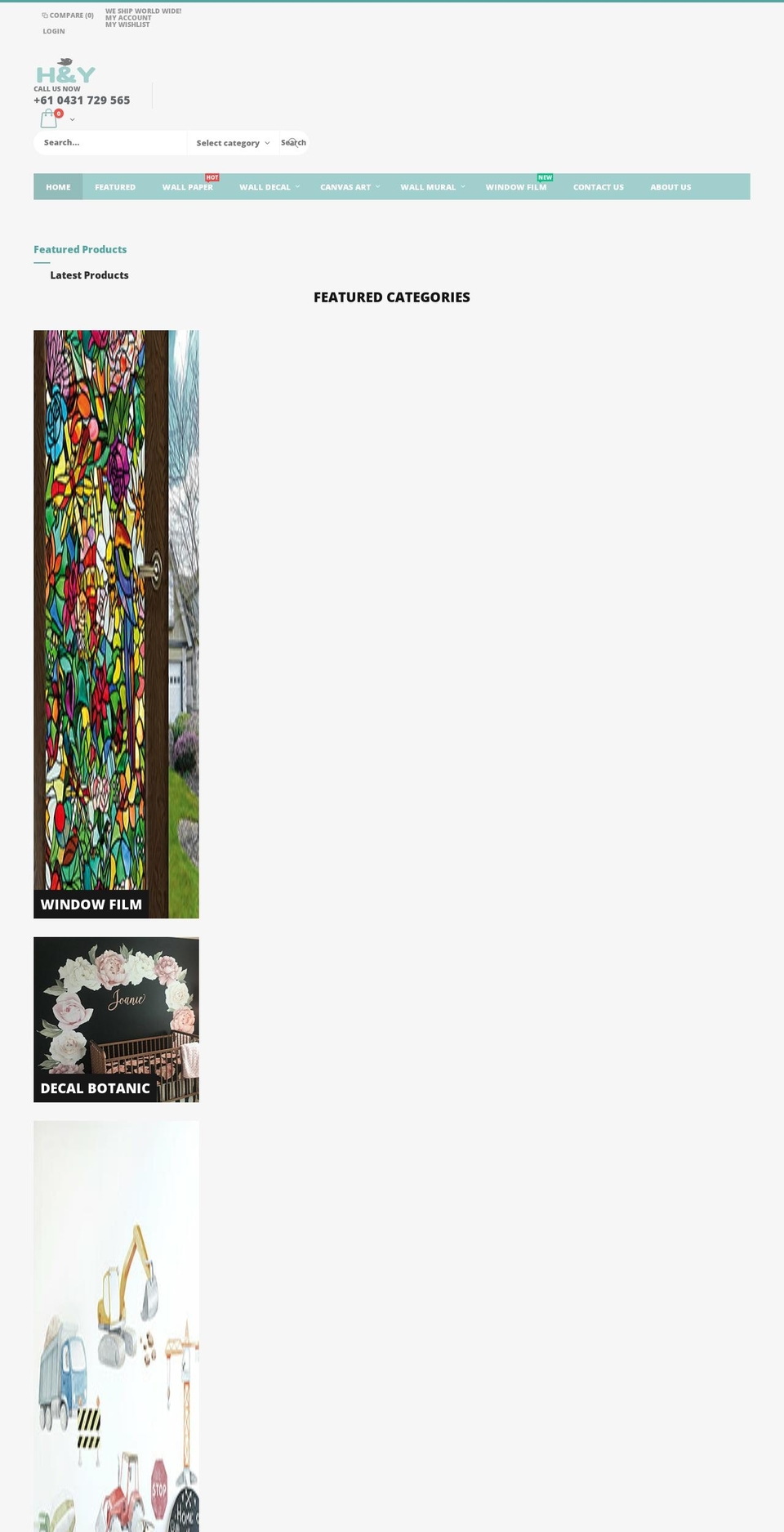 hywallart.com.au shopify website screenshot