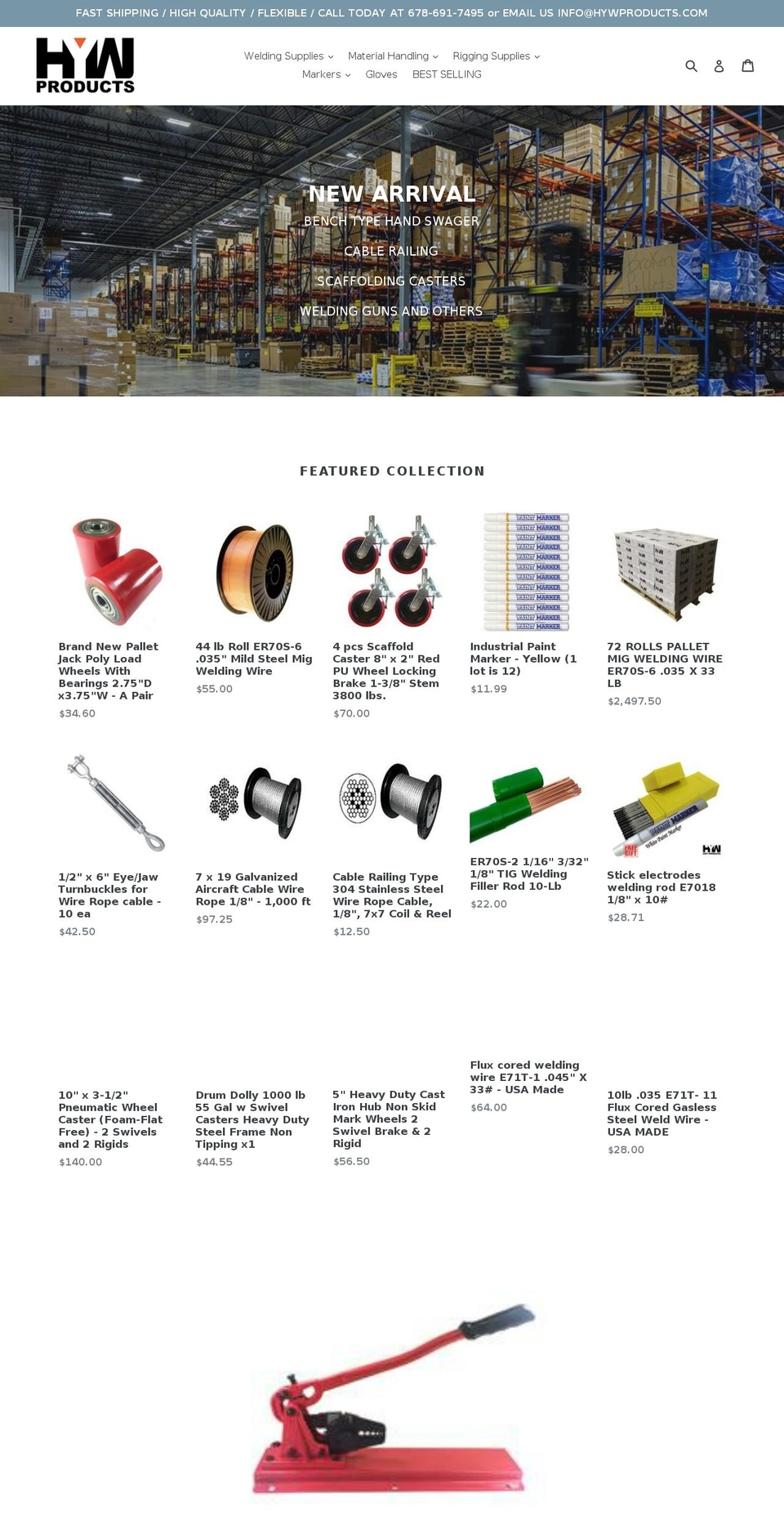 hyweldwire.com — Shopify storefront screenshot