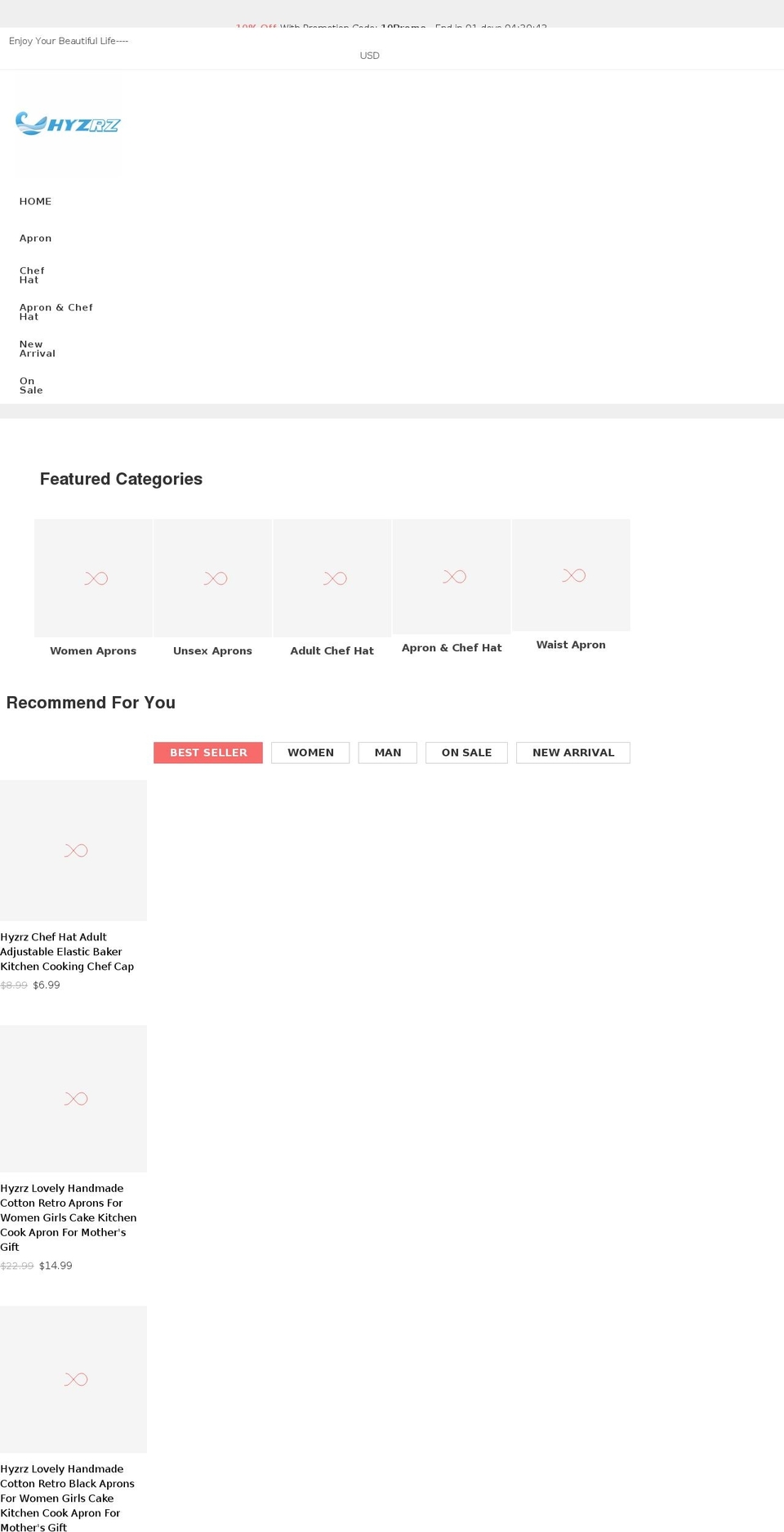 hyzrz.com shopify website screenshot