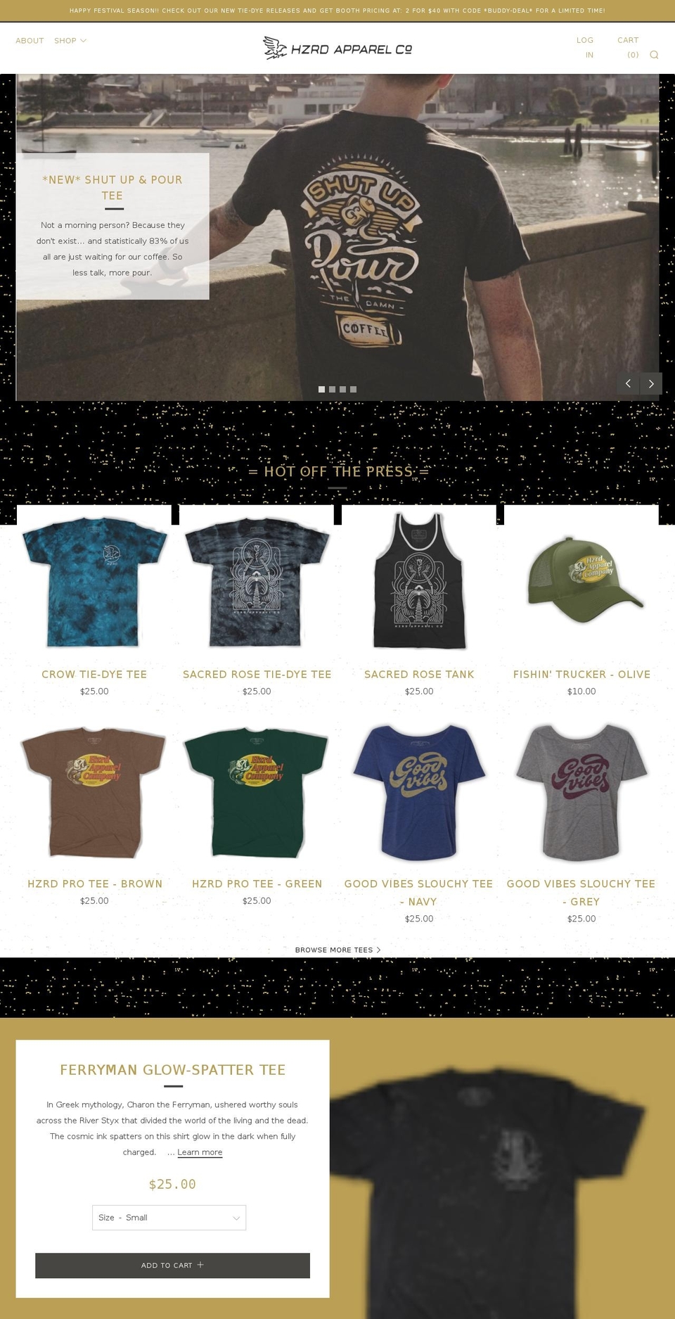 hzrdapparel.com — Shopify storefront screenshot