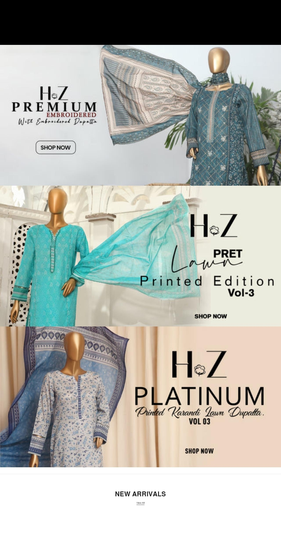 hztextilesonlineshop.com shopify website screenshot