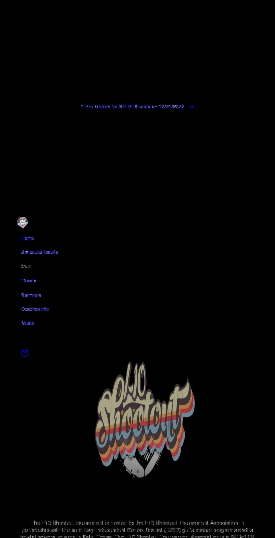 i-10shootout.org shopify website screenshot