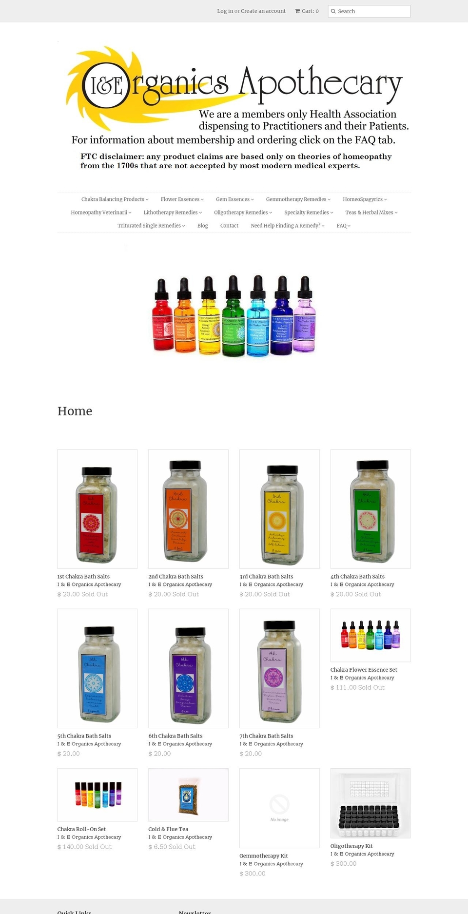 i-e-organics-apothecary.myshopify.com — Shopify storefront screenshot