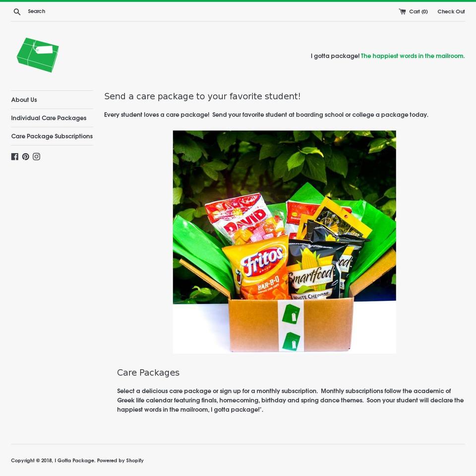 i-gotta-package.com — Shopify storefront screenshot