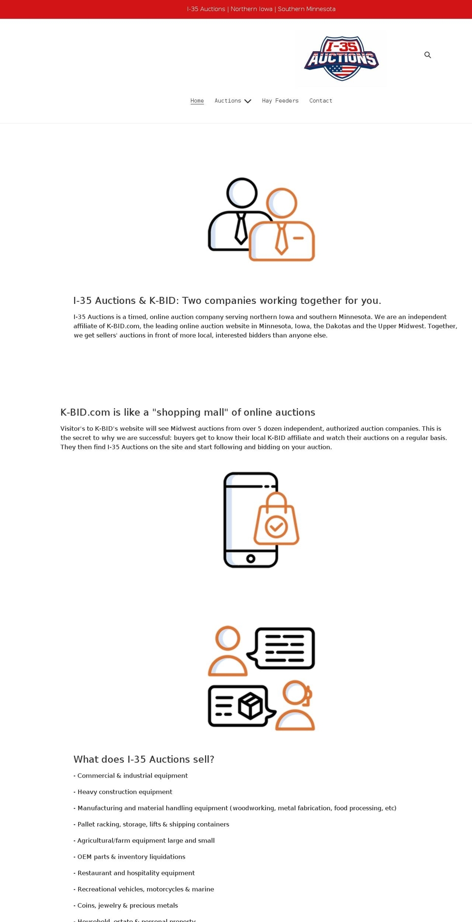 i35auctions.com shopify website screenshot