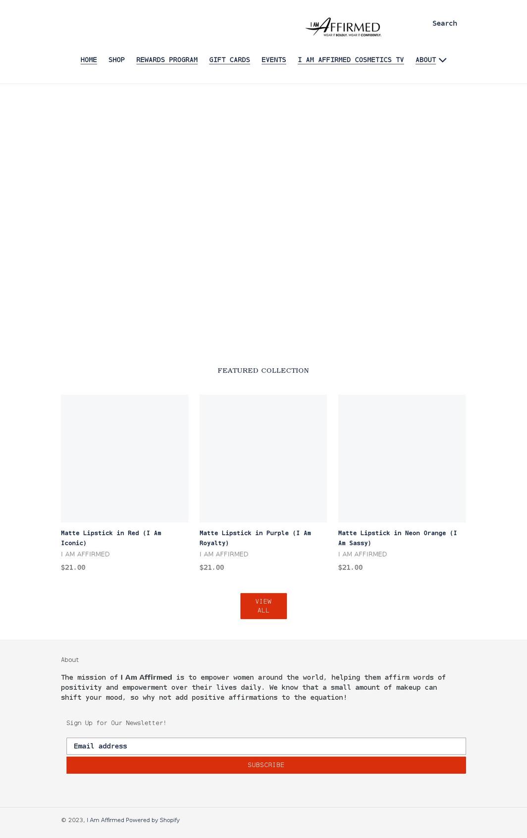 iamaffirmedcosmetics.com shopify website screenshot