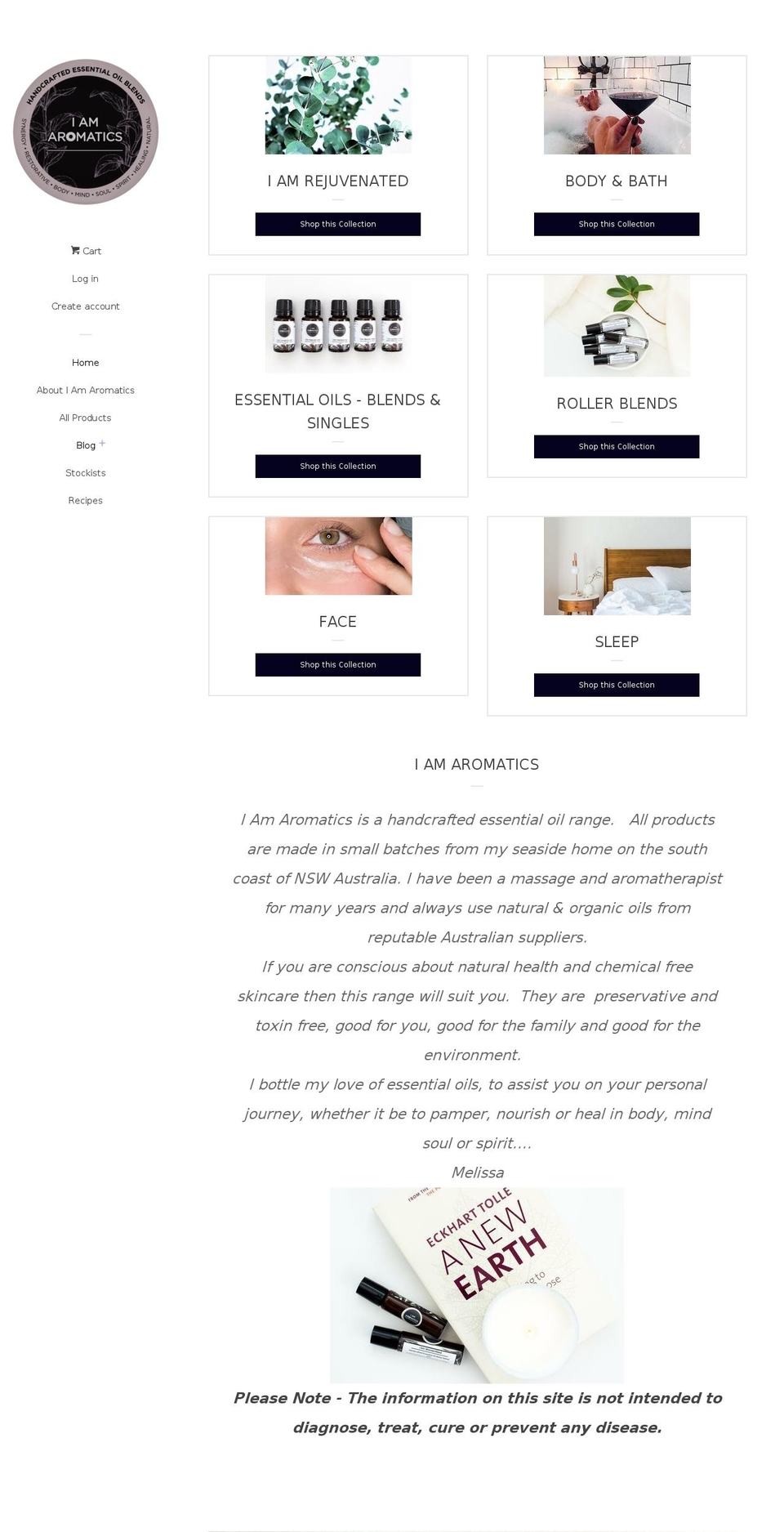 iamaromatics.com shopify website screenshot