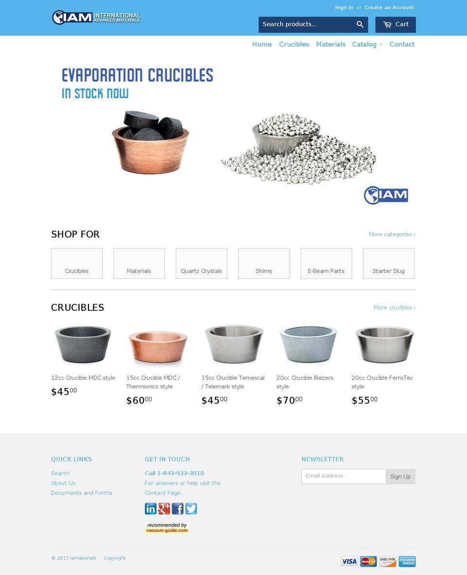 iamaterials.com shopify website screenshot