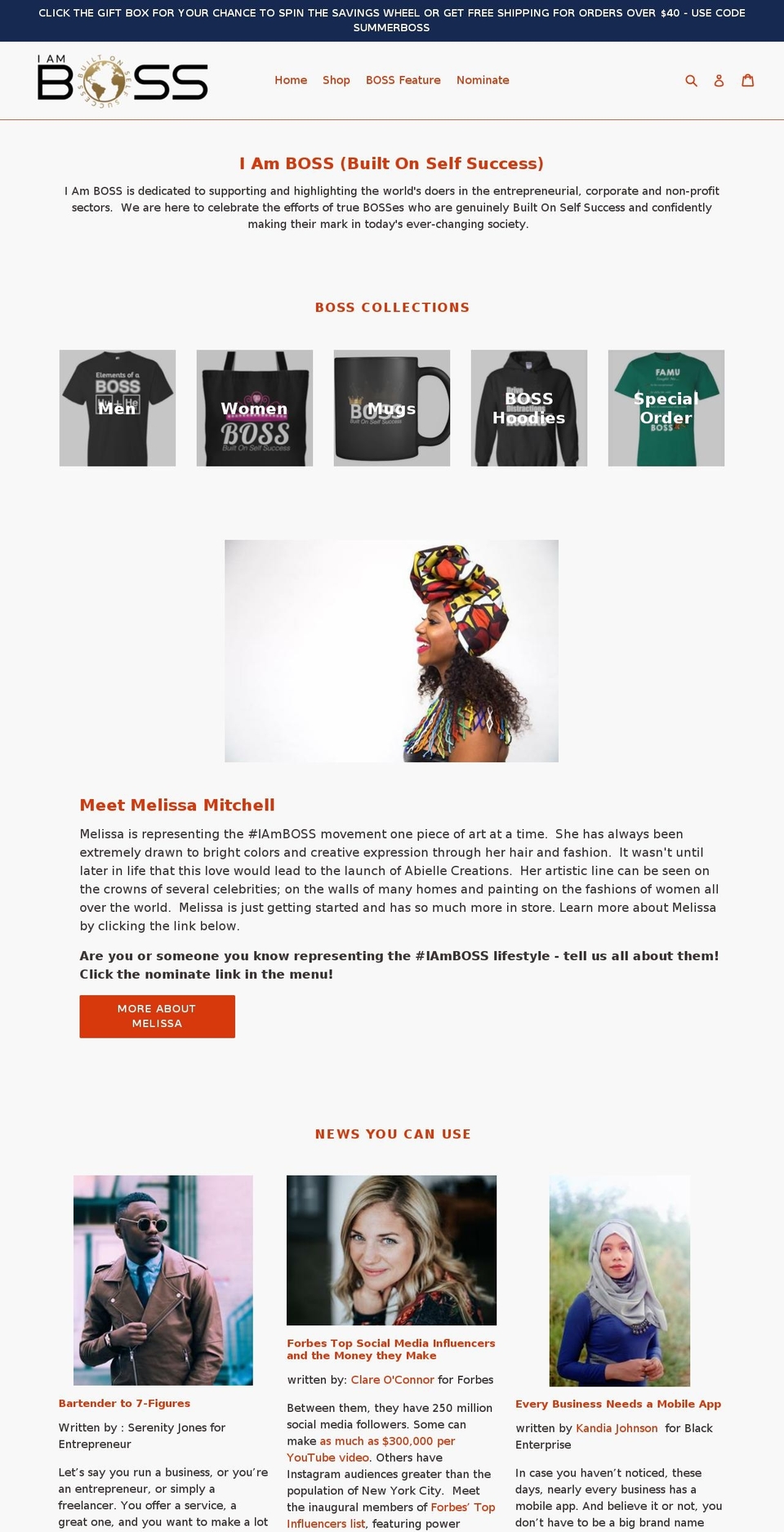 iamboss.biz shopify website screenshot