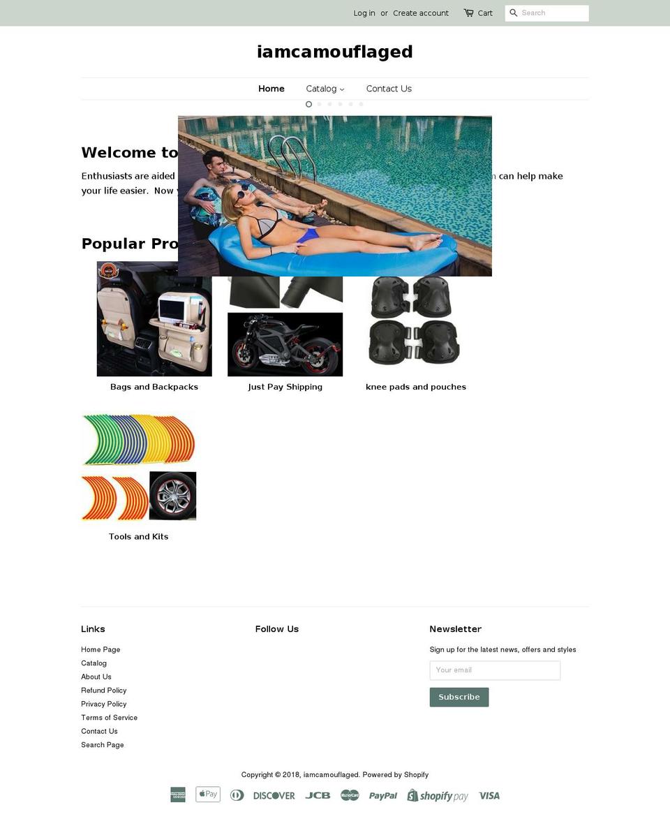 iamcamouflaged.com shopify website screenshot
