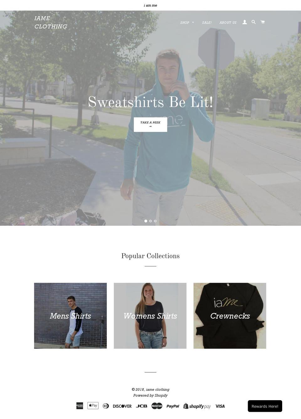 iameclothing.com — Shopify storefront screenshot