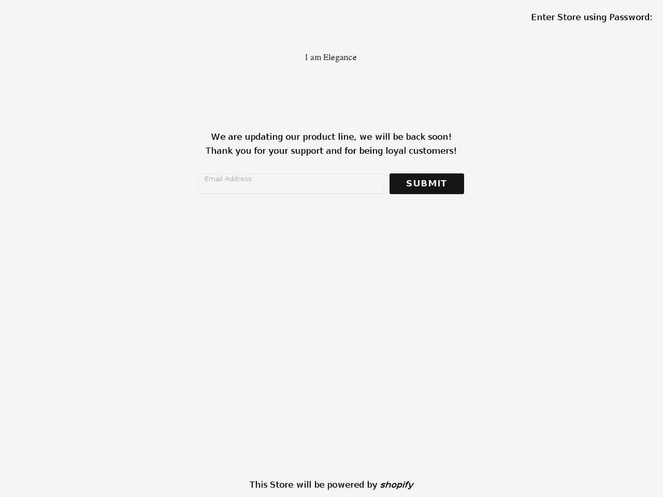 iamelegance.com — Shopify storefront screenshot