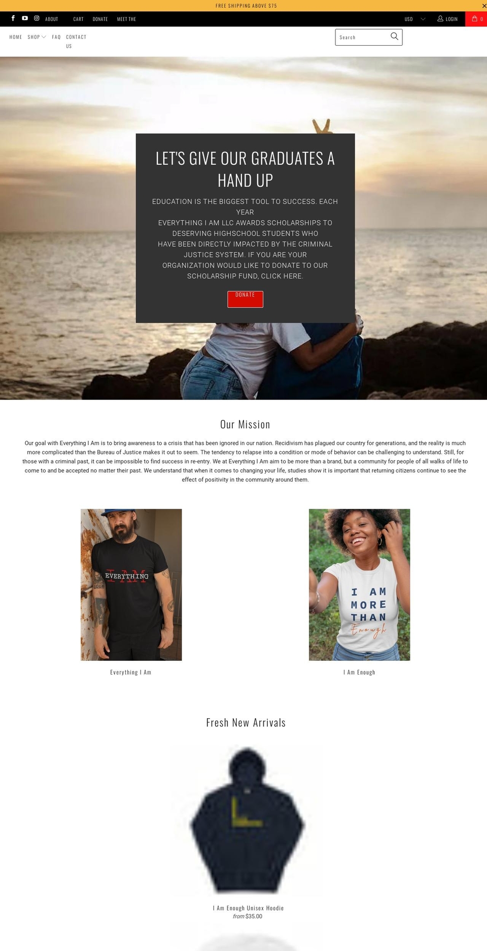 iameverythingiam.com shopify website screenshot