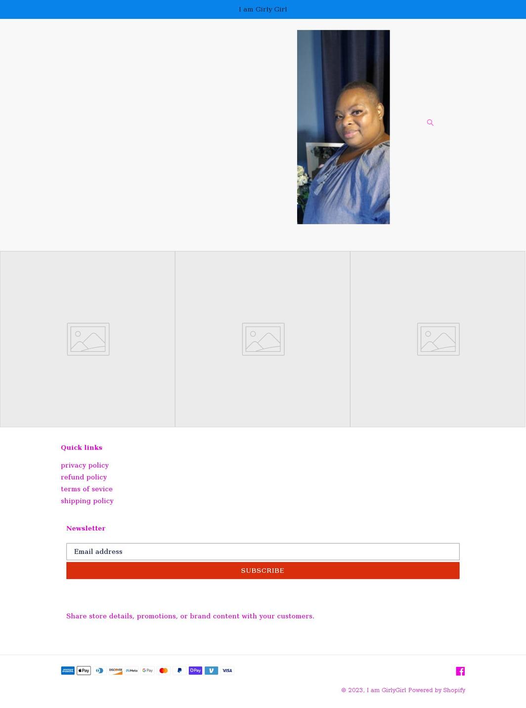 iamgirlygirlvanessad.com shopify website screenshot