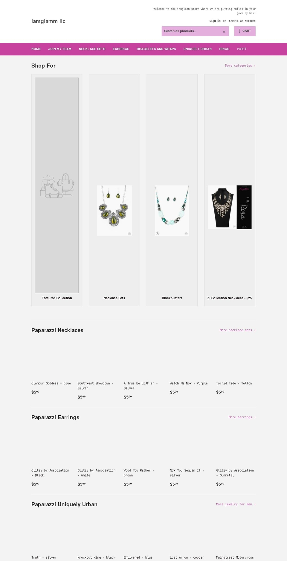 iamglammstore.com shopify website screenshot