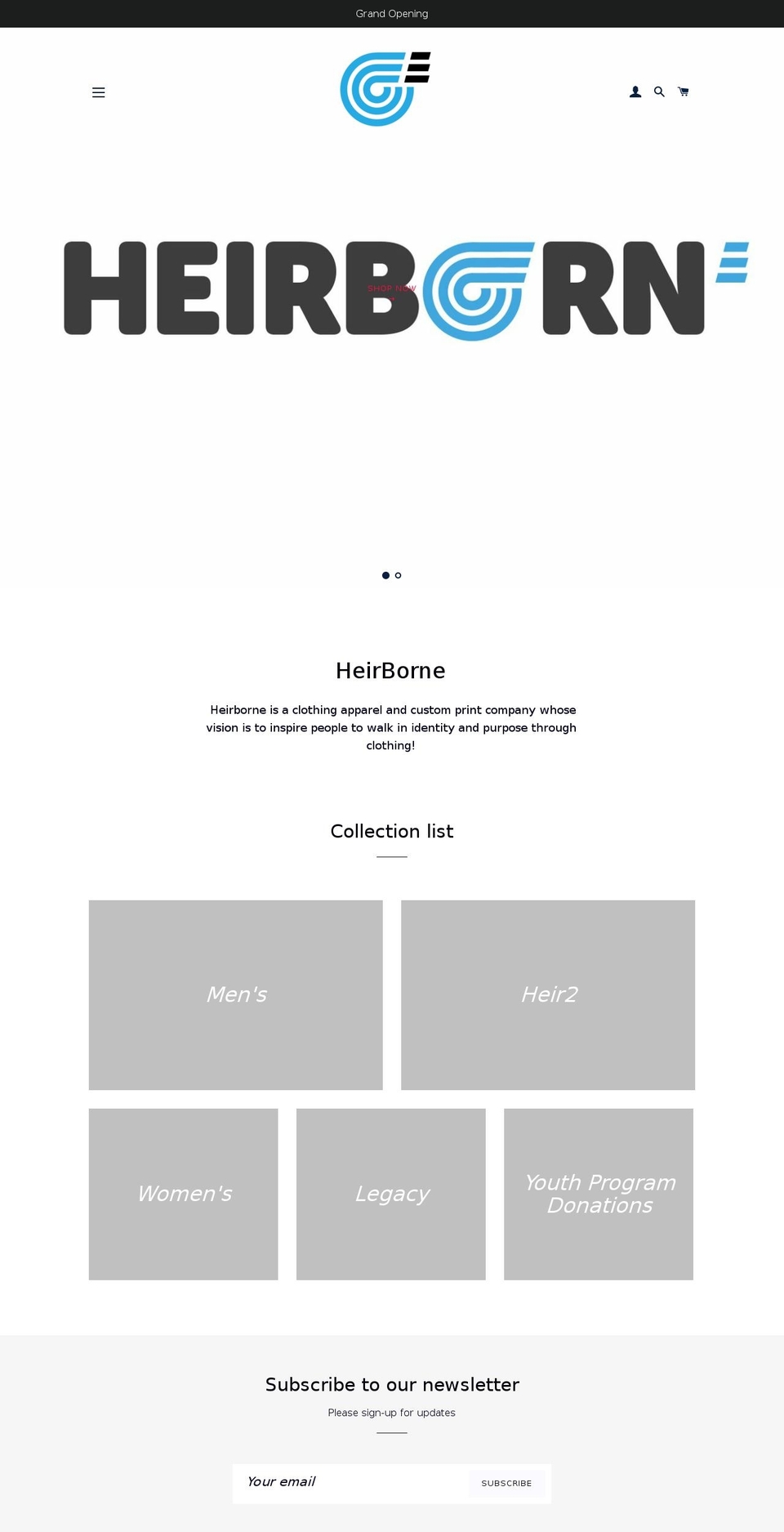 iamheirborne.com shopify website screenshot