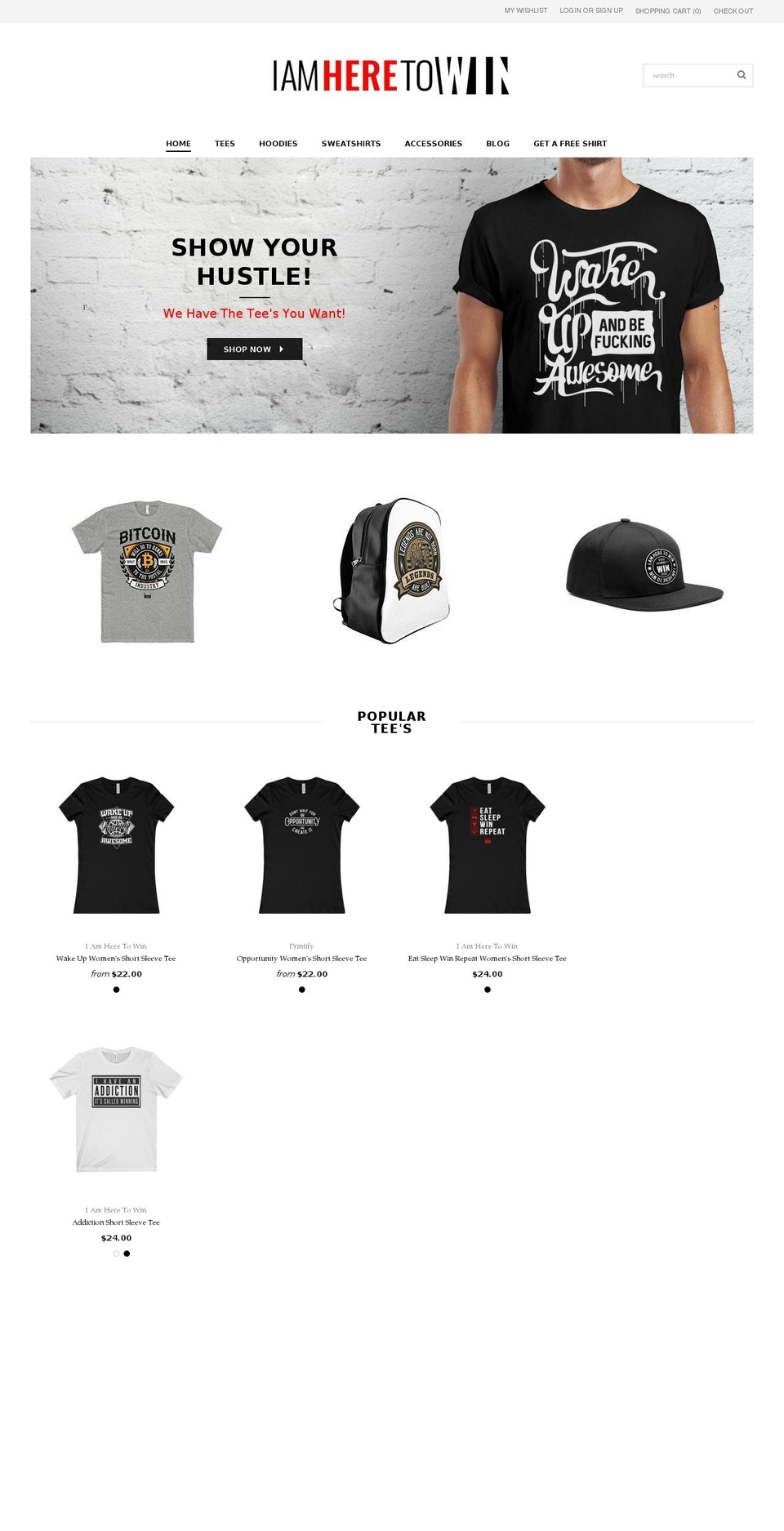 iamheretowin.com — Shopify storefront screenshot