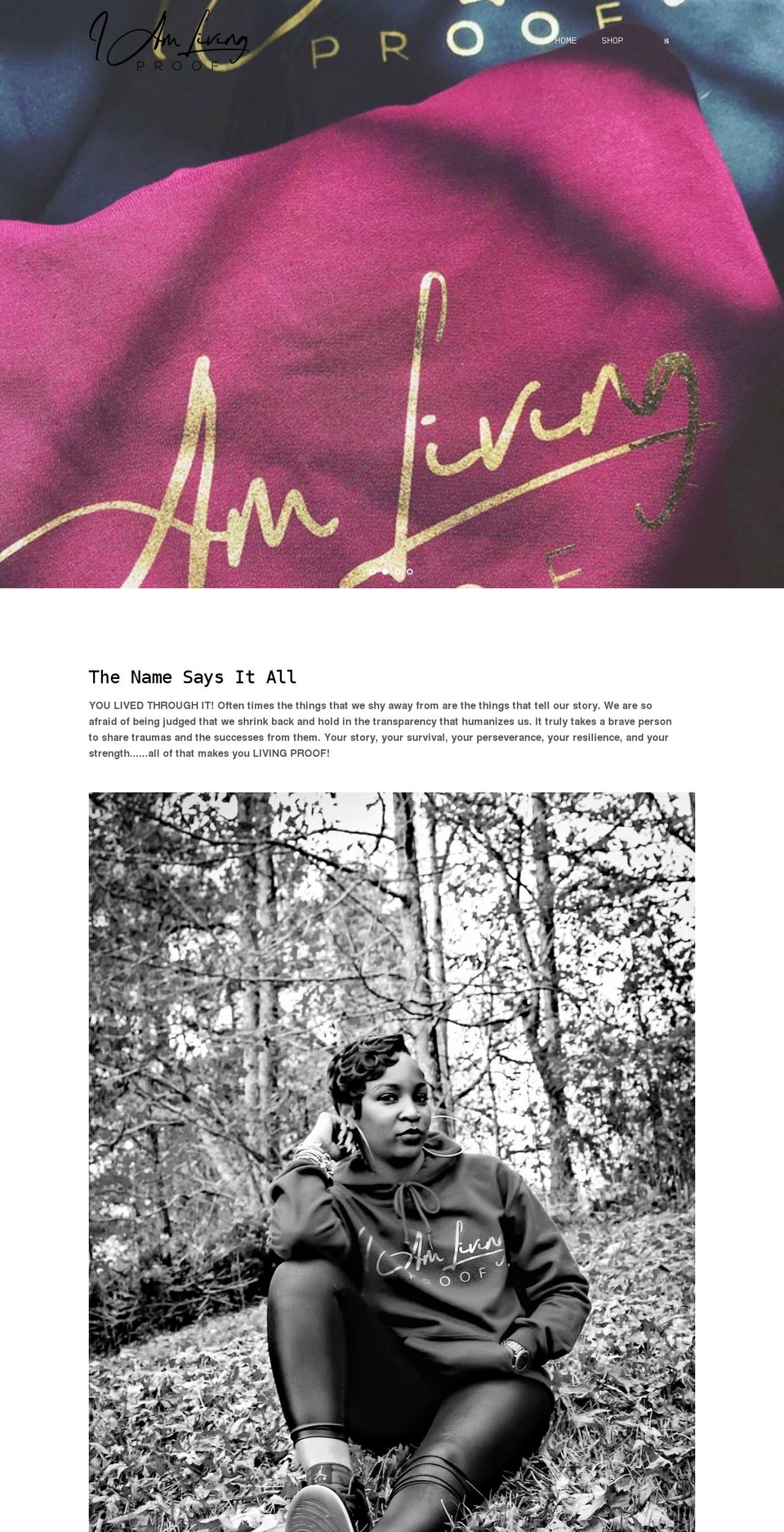 iamlivingproof.org shopify website screenshot