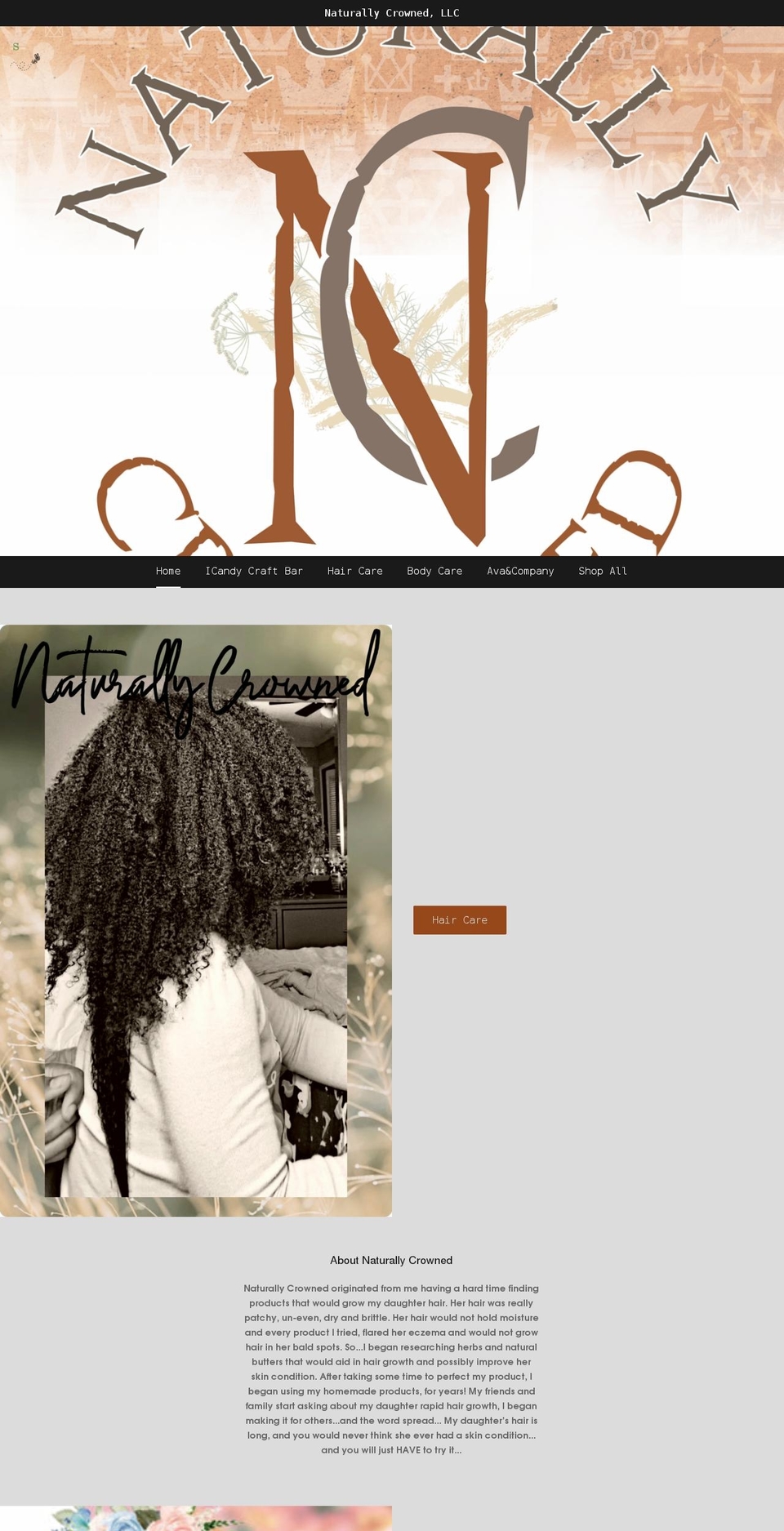 iamnaturallycrowned.com shopify website screenshot
