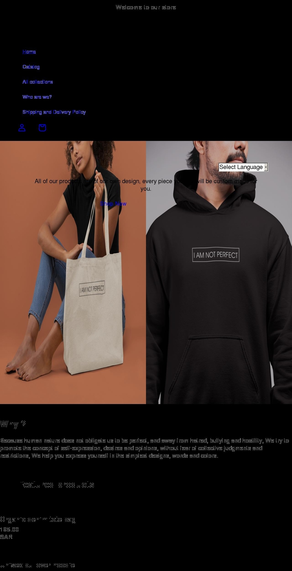 iamnotperfect.store shopify website screenshot