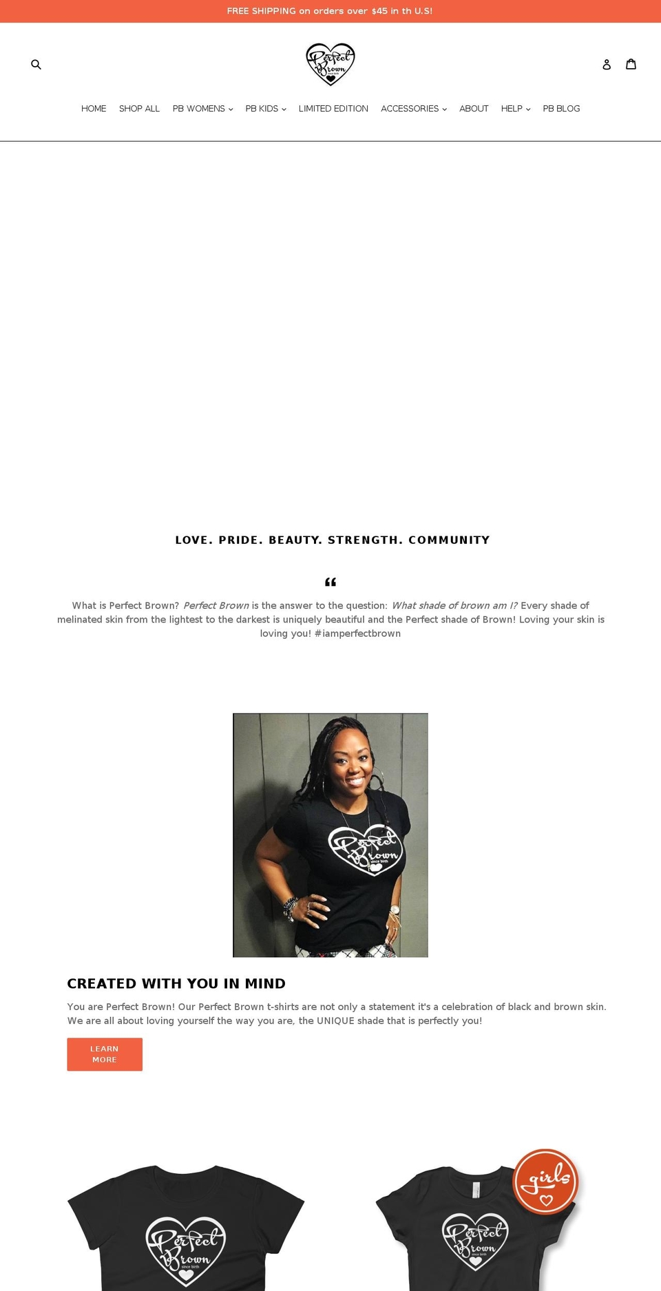 iamperfectbrown.com — Shopify storefront screenshot