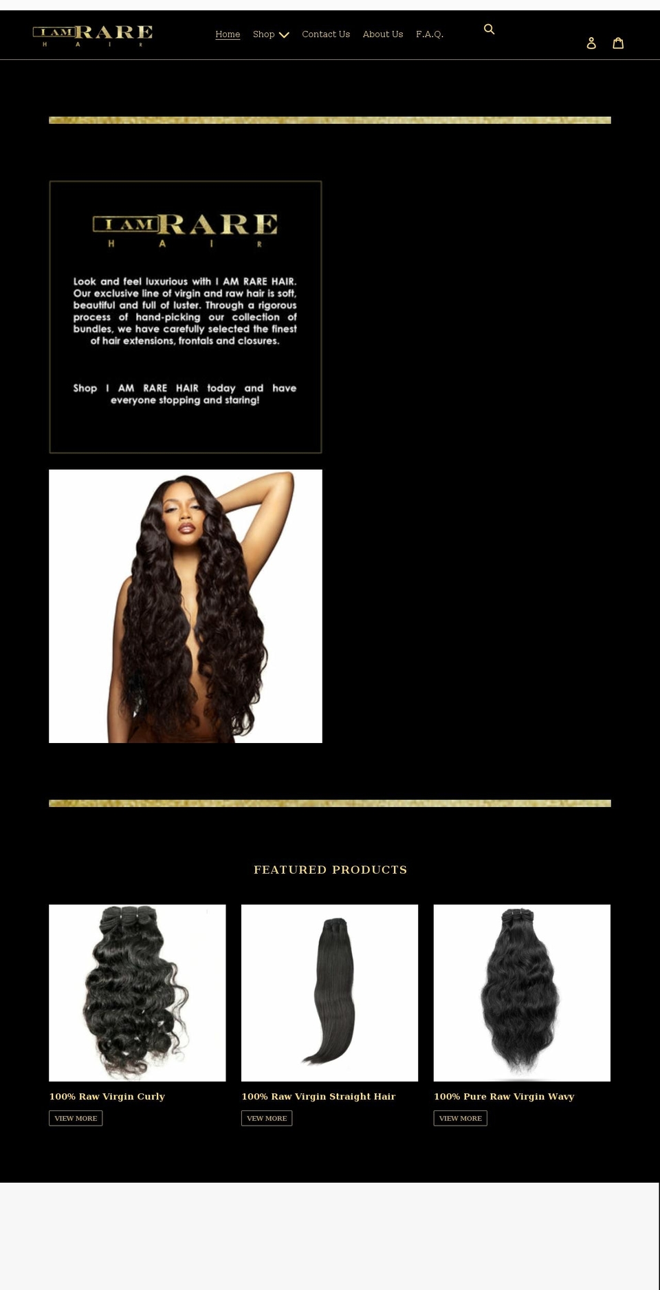 iamrarehair.com shopify website screenshot