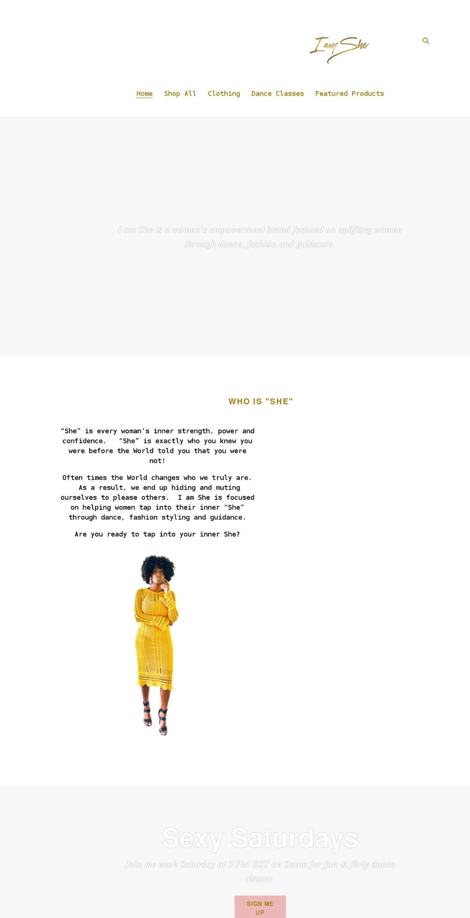 iamshe-thebrand.com shopify website screenshot