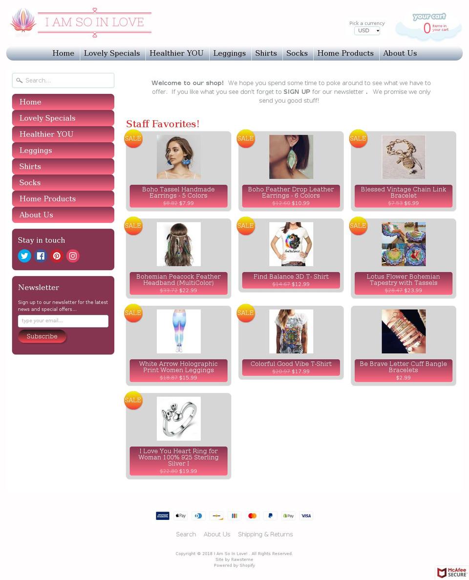 iamsoinlove.com — Shopify storefront screenshot